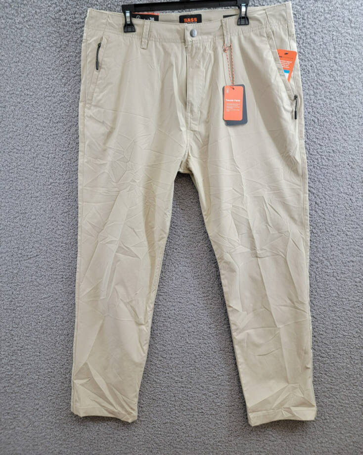 Bass Outdoor Straight-Fit Traveler Pants Men's 36 Trench Coat Button Zip Closure