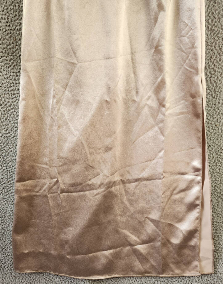 REISS Lottie Metallic Maxi Dress Women's 6 Silver Scoop Neck Back Button Closure