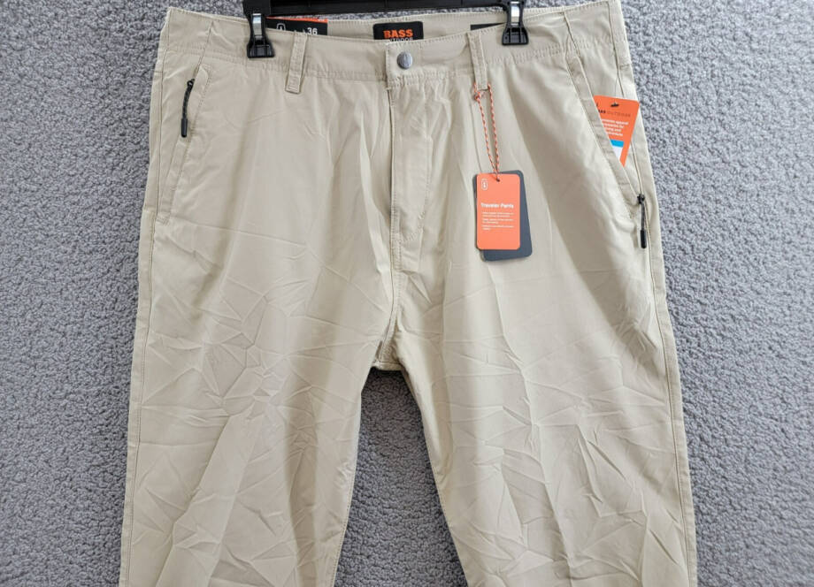 Bass Outdoor Straight-Fit Traveler Pants Men's 36 Trench Coat Button Zip Closure