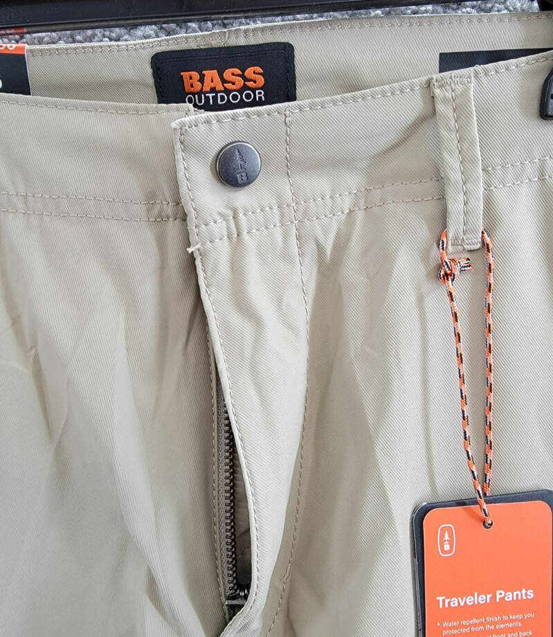 Bass Outdoor Straight-Fit Traveler Pants Men's 36 Trench Coat Button Zip Closure