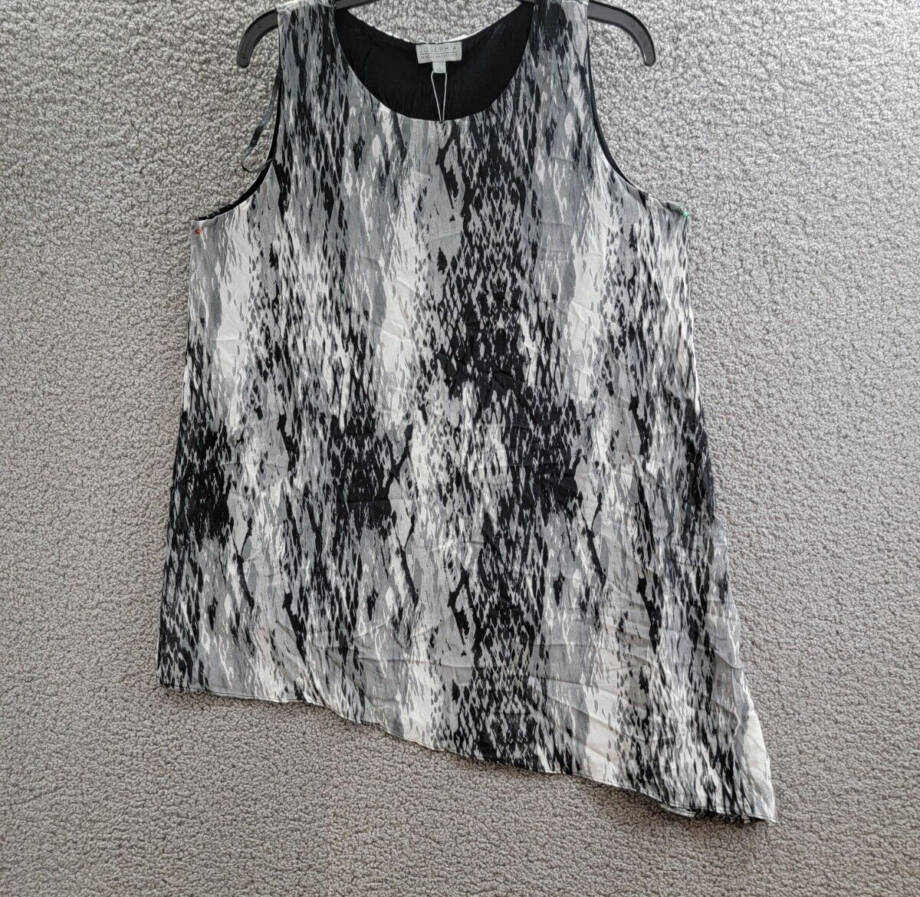 Joseph A Asymmetrical Top Women's L Baselisk Gray Crew Neck Sleeveless Pullover