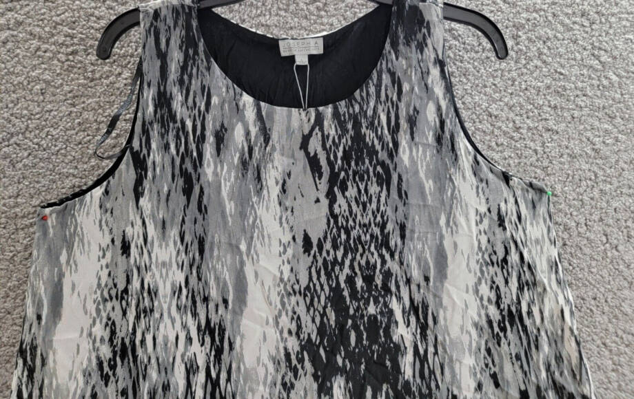 Joseph A Asymmetrical Top Women's L Baselisk Gray Crew Neck Sleeveless Pullover