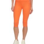 DKNY Sport Balance High-Waist Capri Leggings Women's Hot Coral Elastic Waist
