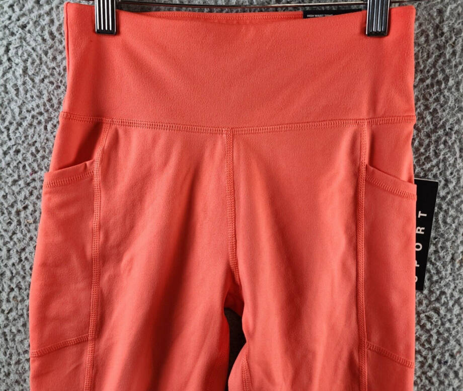 DKNY Sport Balance High-Waist Capri Leggings Women's Hot Coral Elastic Waist