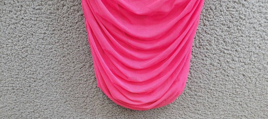 City Studio Plunge-Neck Shirred Mesh Dress Juniors' 15 Bright Fuchsia Back Zip