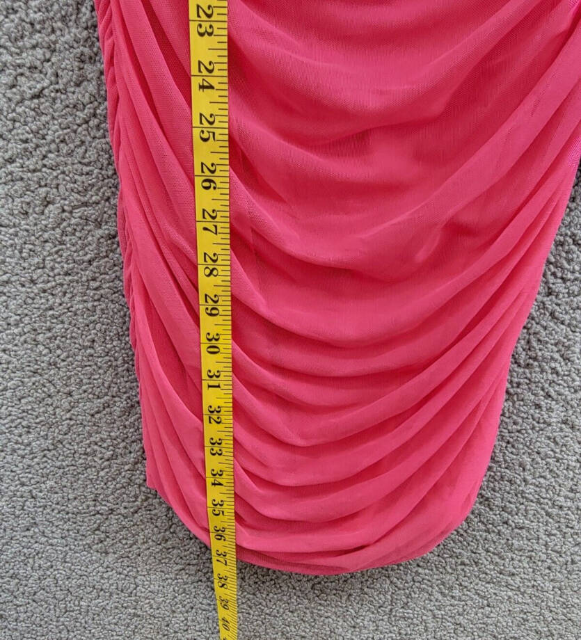 City Studio Plunge-Neck Shirred Mesh Dress Juniors' 15 Bright Fuchsia Back Zip
