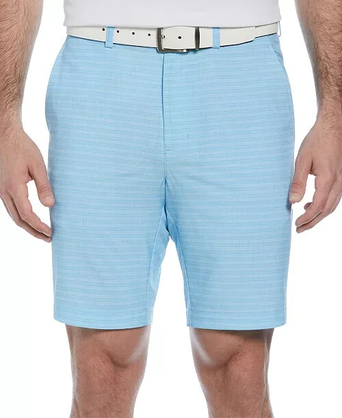 PGA TOUR Striped 8" Golf Shorts Men 32 Ethereal Blue Zip Fly With Button Closure