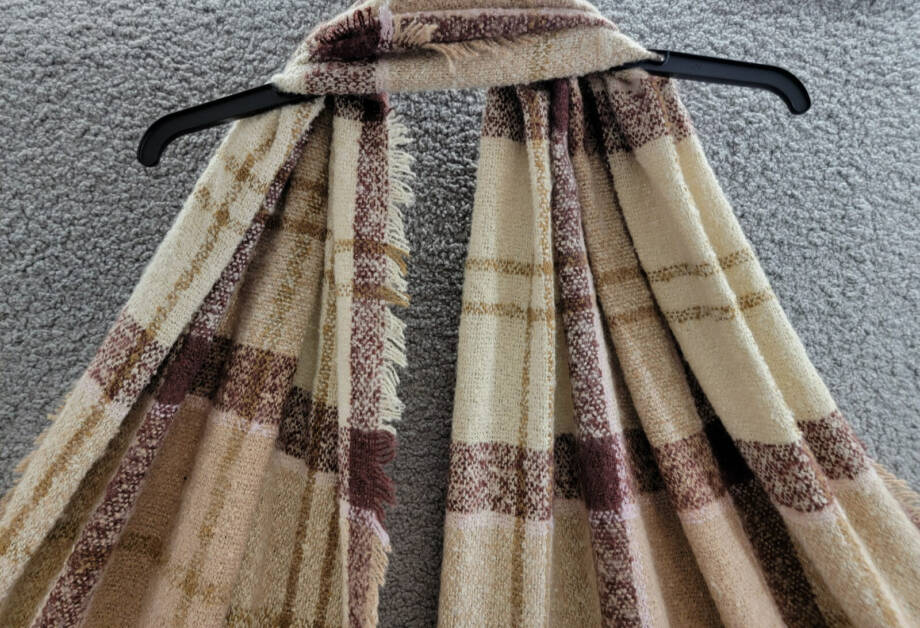 Barbour Tartan Boucle Scarf Women's One Size Muted Cabernet Fringe Hem