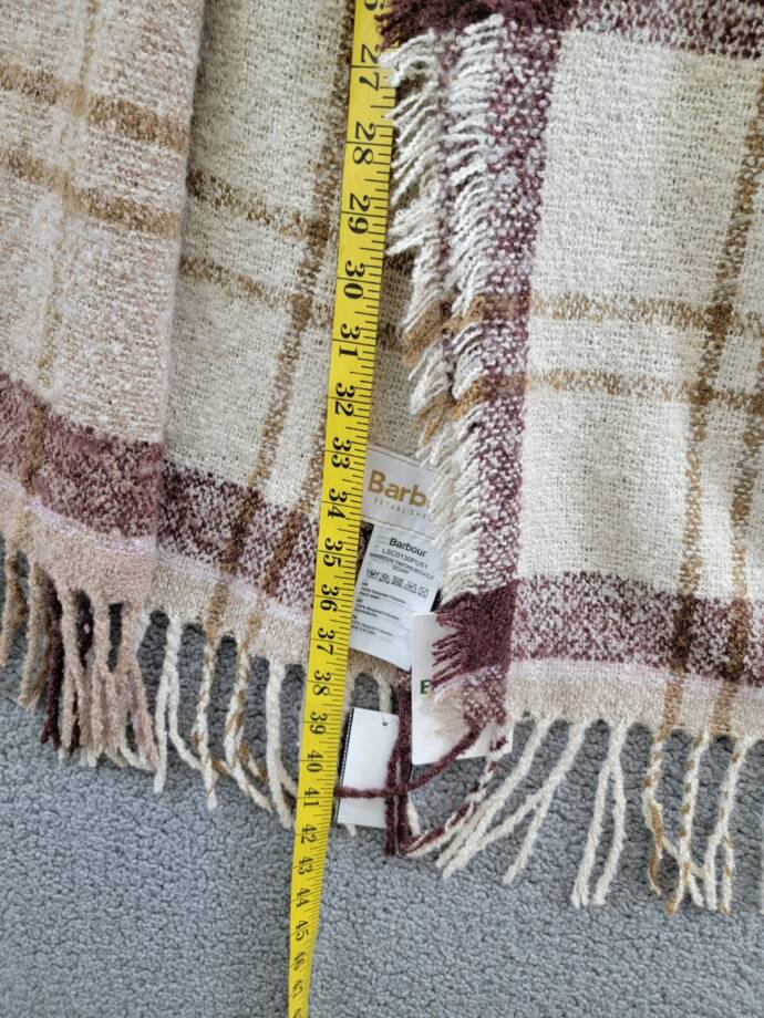 Barbour Tartan Boucle Scarf Women's One Size Muted Cabernet Fringe Hem