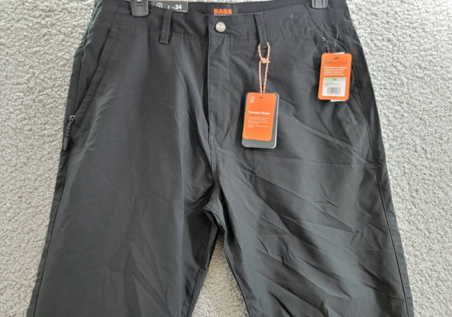 BASS OUTDOOR Straight-Fit Traveler Pants Men's 34 Caviar Button Zip Closure