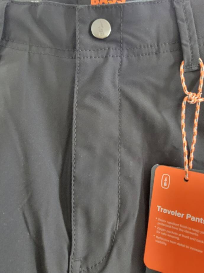 BASS OUTDOOR Straight-Fit Traveler Pants Men's 34 Caviar Button Zip Closure