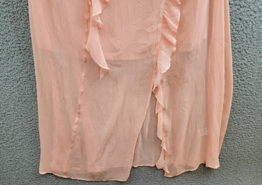 Bar III Trendy Plus Size Ruffled Chiffon Maxi Dress Women's 16W Warm Coral Sheer