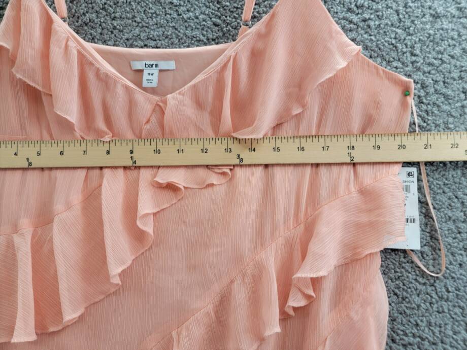 Bar III Trendy Plus Size Ruffled Chiffon Maxi Dress Women's 16W Warm Coral Sheer