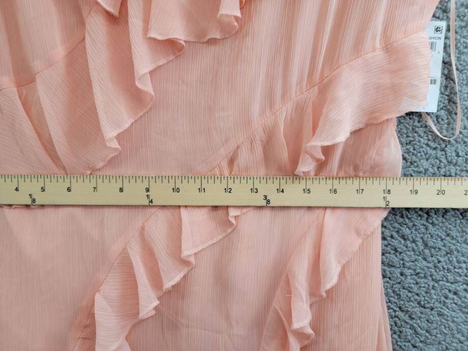 Bar III Trendy Plus Size Ruffled Chiffon Maxi Dress Women's 16W Warm Coral Sheer