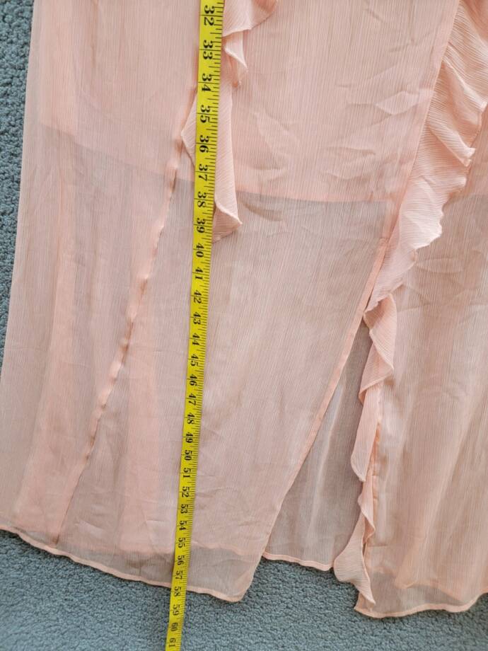 Bar III Trendy Plus Size Ruffled Chiffon Maxi Dress Women's 16W Warm Coral Sheer