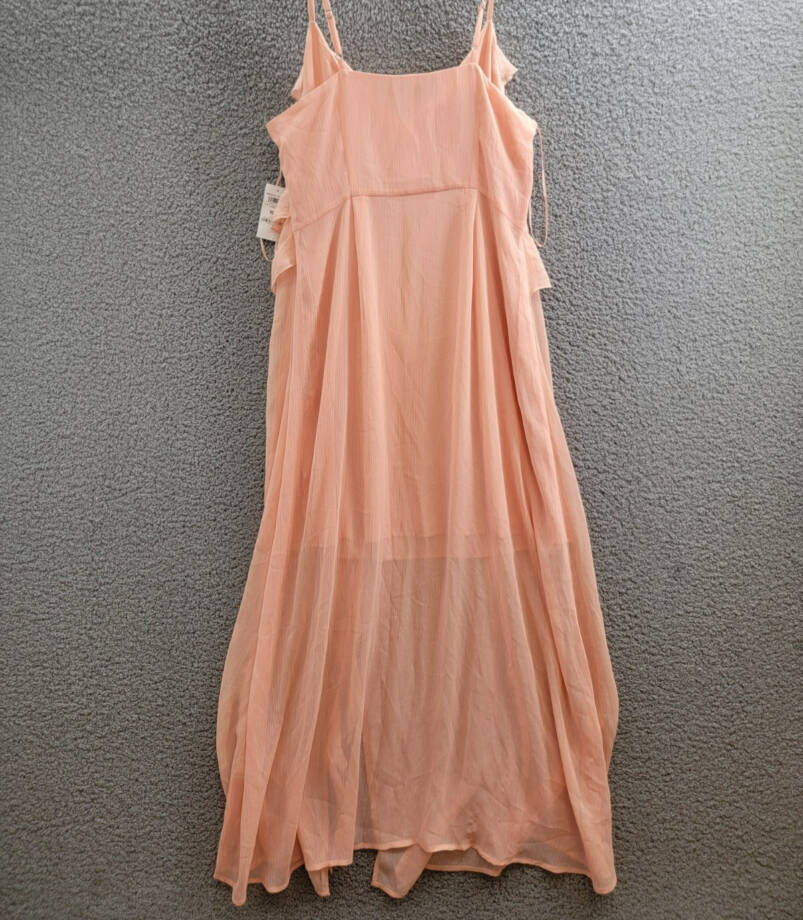 Bar III Trendy Plus Size Ruffled Chiffon Maxi Dress Women's 16W Warm Coral Sheer