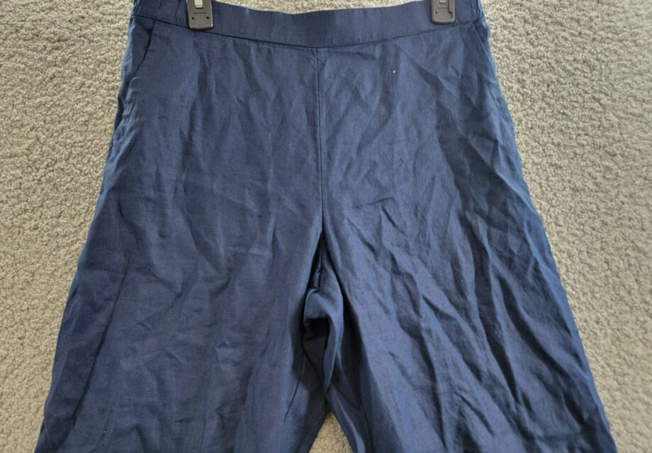 Charter Club Linen Solid Cropped Pull-On Pants Women's M Intrepid Blue Solid