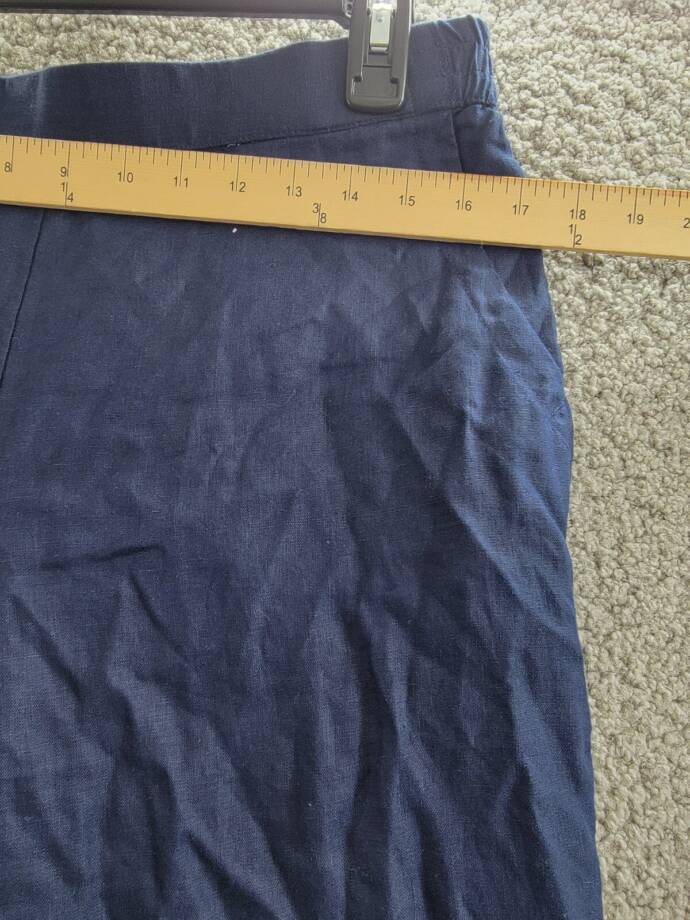 Charter Club Linen Solid Cropped Pull-On Pants Women's M Intrepid Blue Solid