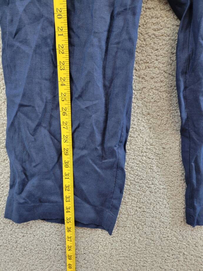 Charter Club Linen Solid Cropped Pull-On Pants Women's M Intrepid Blue Solid