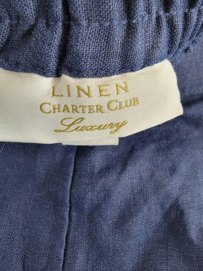 Charter Club Linen Solid Cropped Pull-On Pants Women's M Intrepid Blue Solid