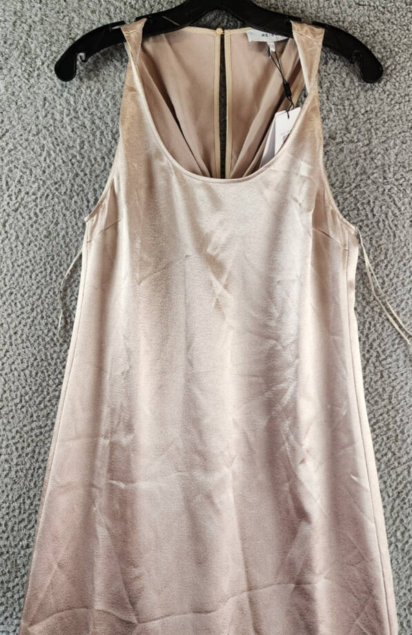 REISS Lottie Metallic Maxi Dress Women's 6 Silver Scoop Neck Back Button Closure