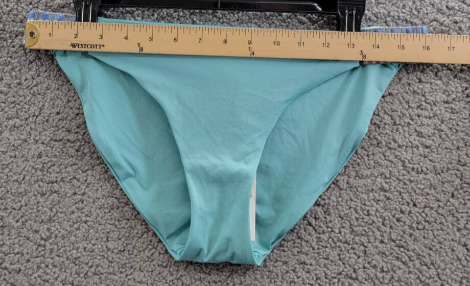 BECCA Fiesta Avery Low Rise Bikini Bottom Women's L Mineral Crochet Trim Pull On