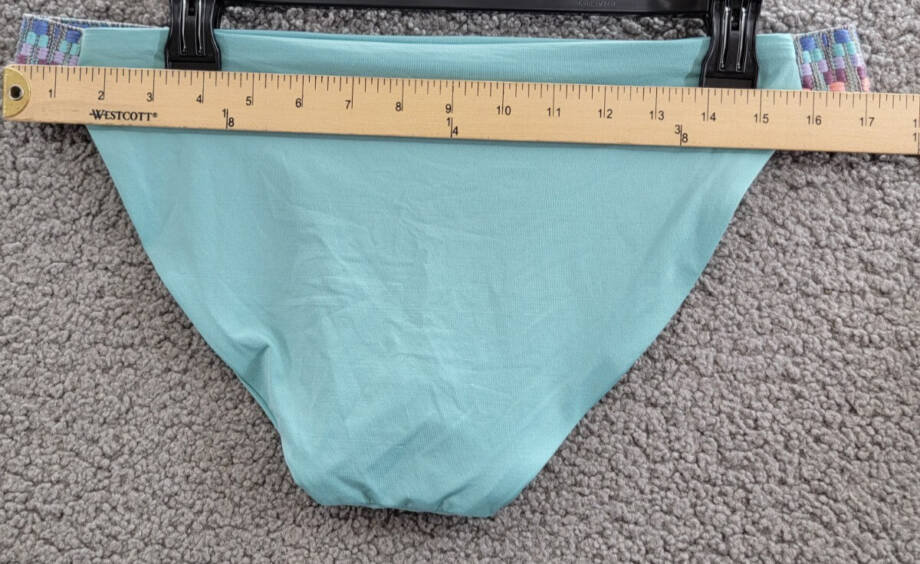 BECCA Fiesta Avery Low Rise Bikini Bottom Women's L Mineral Crochet Trim Pull On