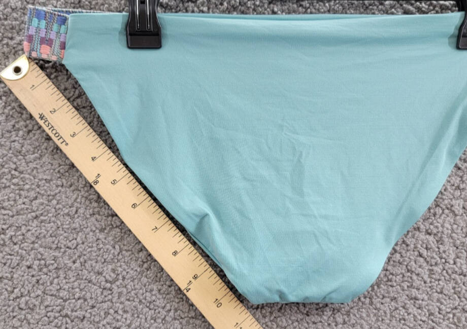BECCA Fiesta Avery Low Rise Bikini Bottom Women's L Mineral Crochet Trim Pull On