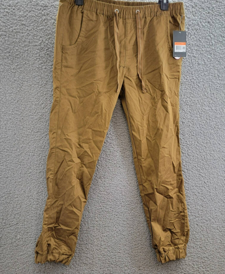 Galaxy By Harvic Basic Stretch Twill Joggers Men's XL Timber Drawstring Waist
