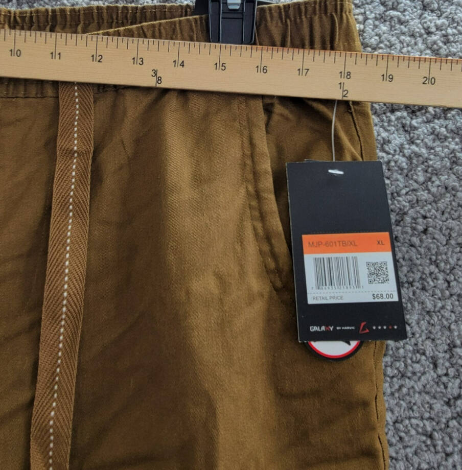 Galaxy By Harvic Basic Stretch Twill Joggers Men's XL Timber Drawstring Waist
