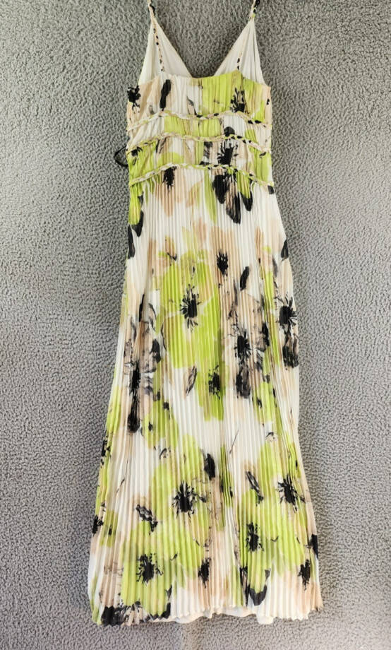 Adrienne Landau Onyx Painted Flower Pleated Dress Women's XS Multicolor V-Neck