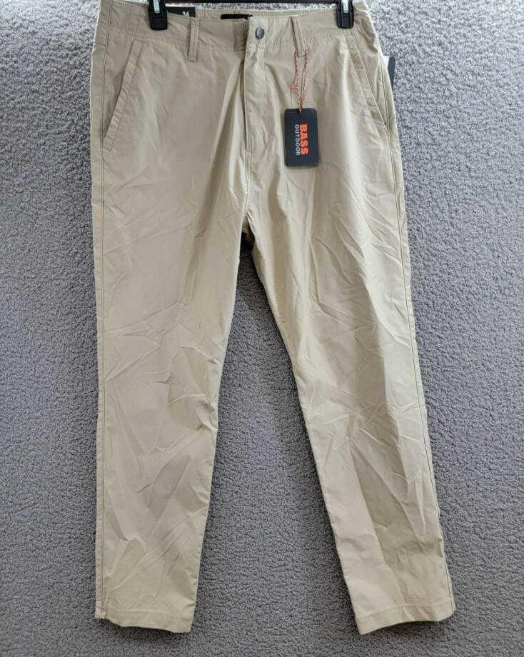 BASS OUTDOOR Straight-Fit Traveler Pants Men's 34 Trench Coat Button Zip Closure