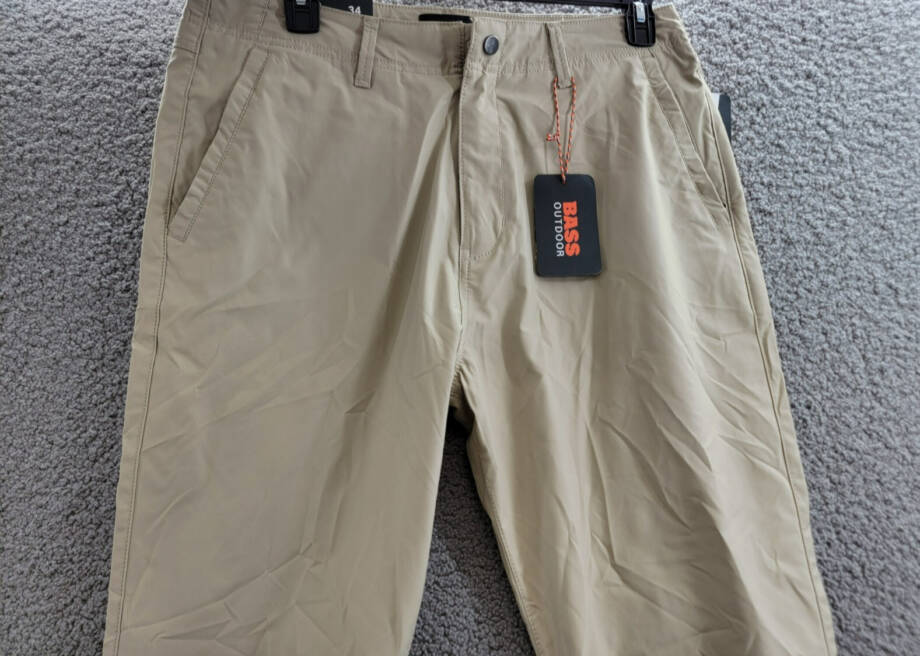 BASS OUTDOOR Straight-Fit Traveler Pants Men's 34 Trench Coat Button Zip Closure