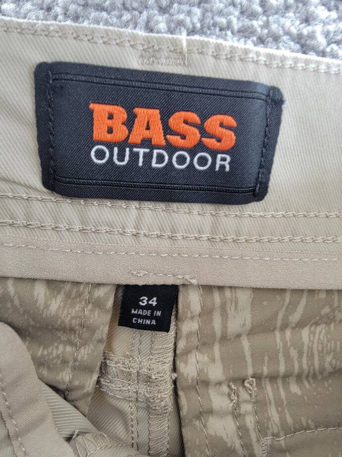 BASS OUTDOOR Straight-Fit Traveler Pants Men's 34 Trench Coat Button Zip Closure