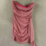 Ramy Brook Jameson Metallic Dot Draped Dress Women's 6 Pink Side Zip Closure