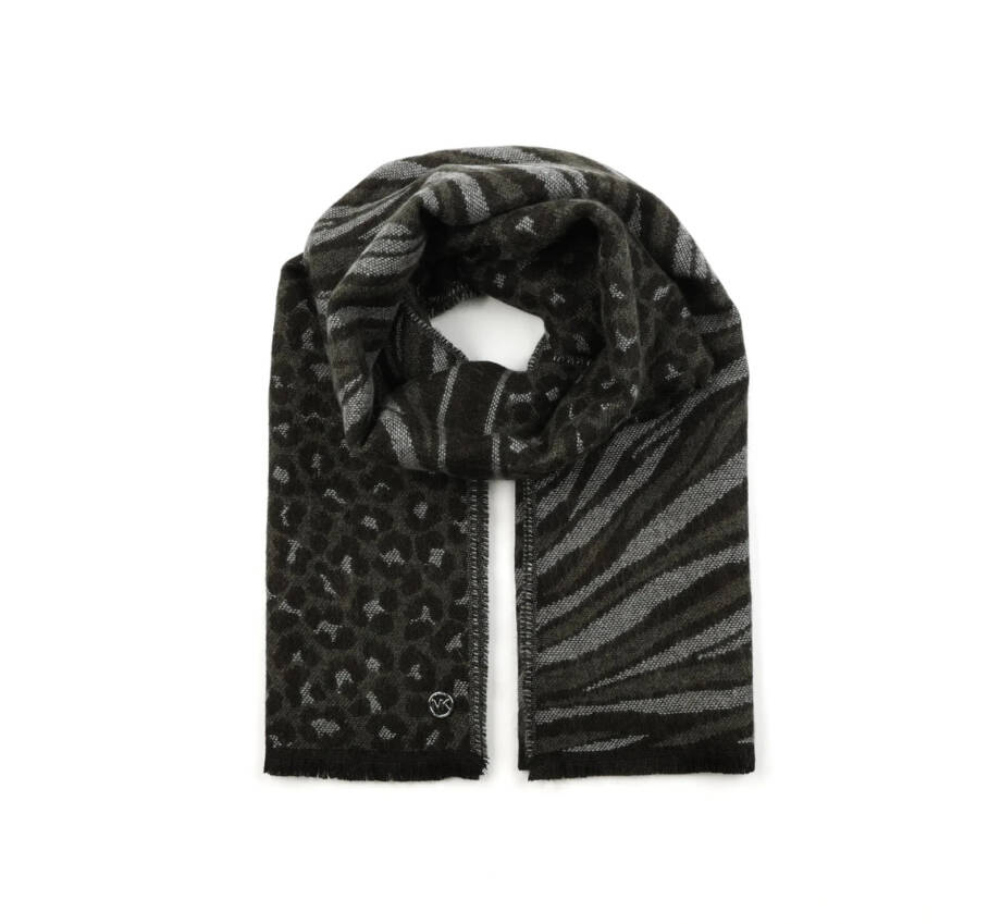 MICHAEL Michael Kors Wool Blend Animal-Print Jacquard Scarf Women's O/S Black