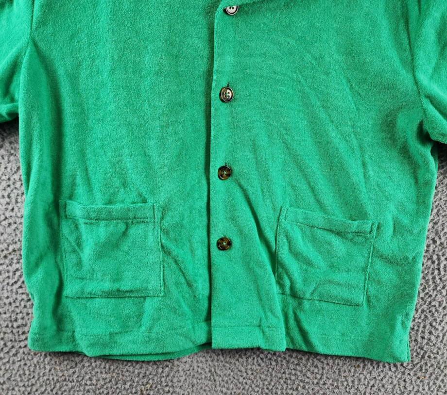 Elan Button Front Cover Up Shirt Women's S Green Bright Collared Pockets S/S