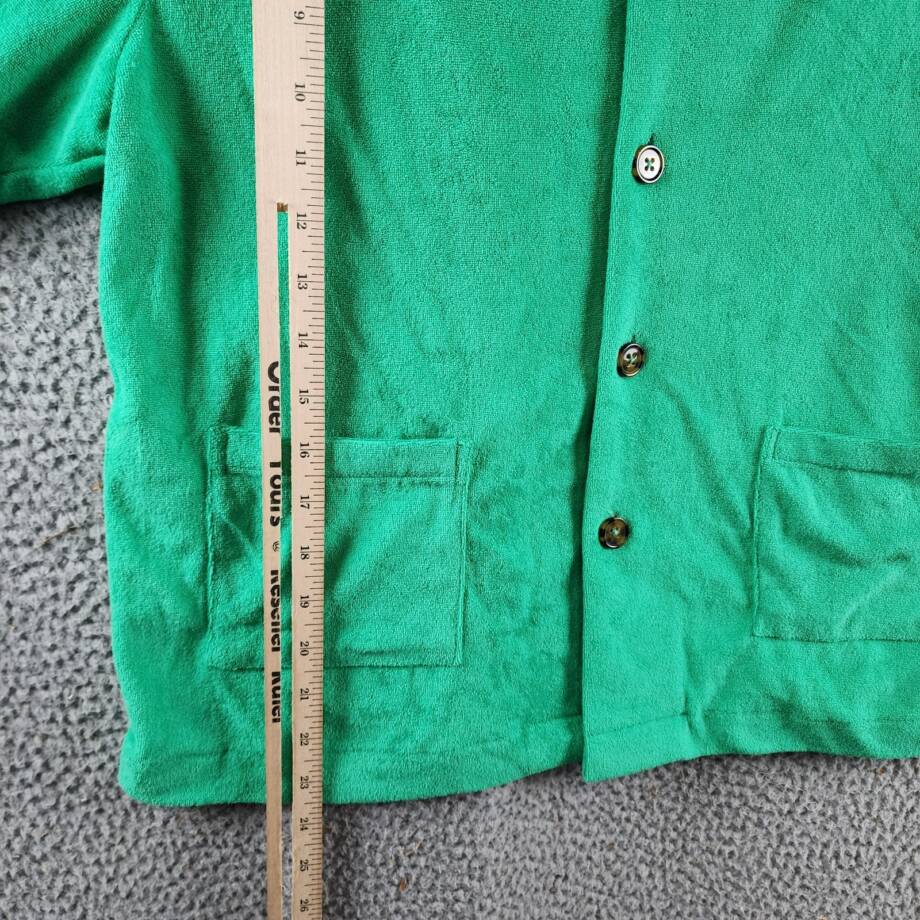 Elan Button Front Cover Up Shirt Women's S Green Bright Collared Pockets S/S