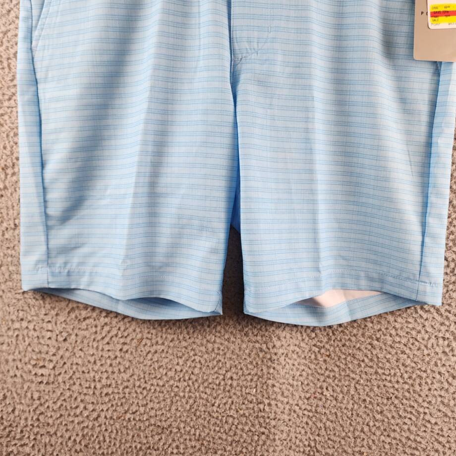 PGA TOUR Striped 8" Golf Shorts Men 32 Ethereal Blue Zip Fly With Button Closure