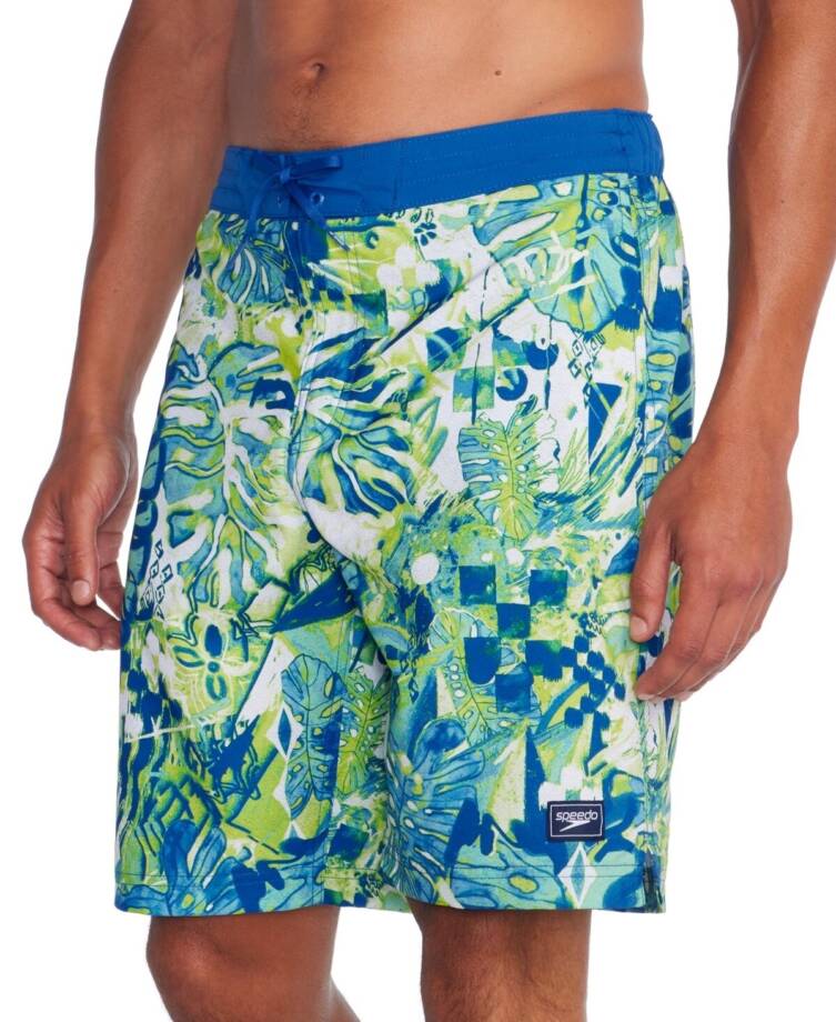 Speedo Printed Bondi Basin 9" Boardshorts Men's S Harlequin Green Elastic waist