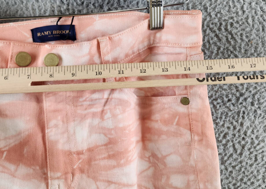 Ramy Brook Katie Mid-Rise Motto Skinny Jeans Women's 30 Pink Tie Dye Zip Closure