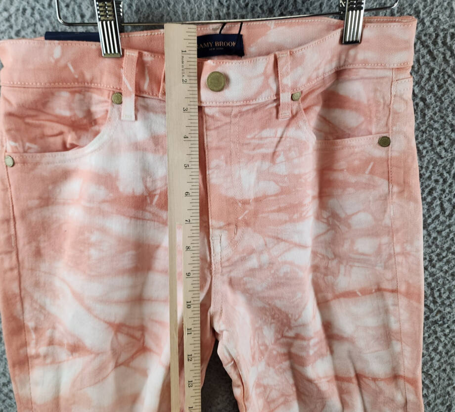 Ramy Brook Katie Mid-Rise Motto Skinny Jeans Women's 30 Pink Tie Dye Zip Closure