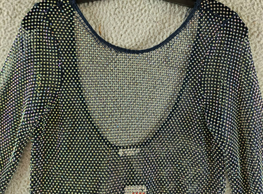 Free People Low Back Filter Finish Long Sleeve Top Women's M Navy Sheer Pullover