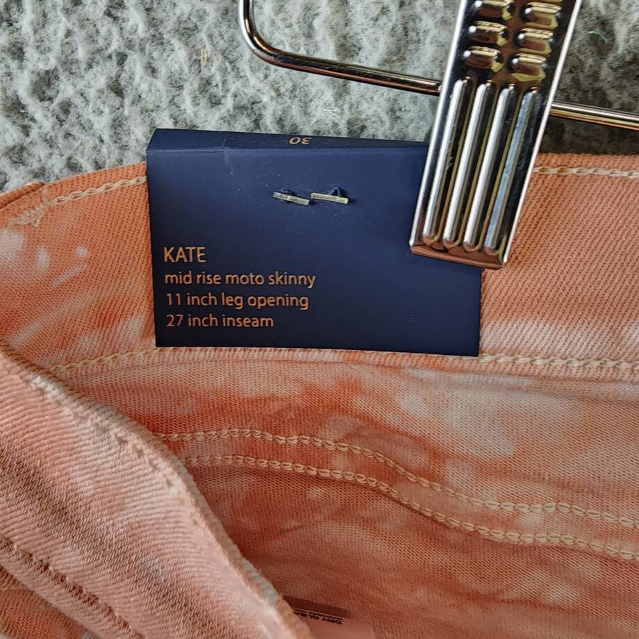 Ramy Brook Katie Mid-Rise Motto Skinny Jeans Women's 30 Pink Tie Dye Zip Closure