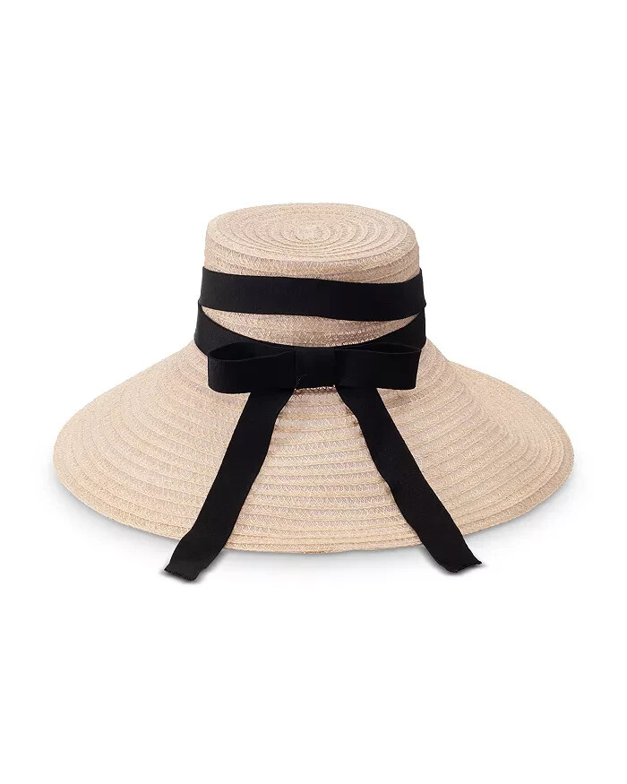 Eugenia Kim Mirabel Wide Brim Woven Hat With Bow Detail Women's OS Natural