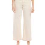 Karen Kane Cropped Wide Leg Jeans Women's 16 Natural 5 Pockets Zip/Button