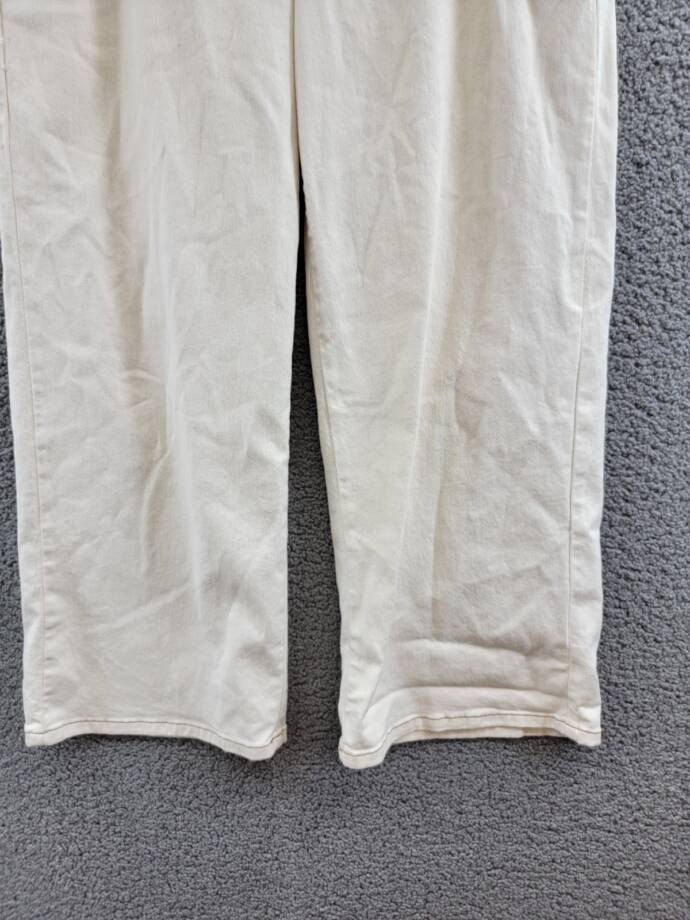 Karen Kane Cropped Wide Leg Jeans Women's 16 Natural 5 Pockets Zip/Button