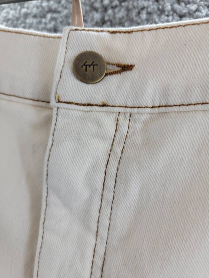 Karen Kane Cropped Wide Leg Jeans Women's 16 Natural 5 Pockets Zip/Button