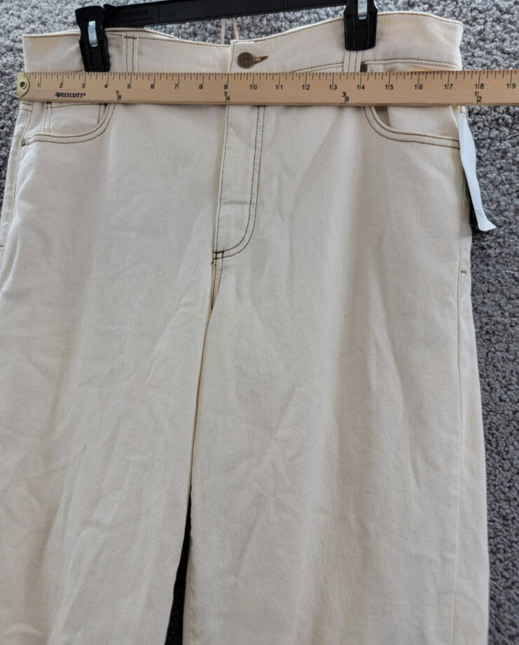 Karen Kane Cropped Wide Leg Jeans Women's 16 Natural 5 Pockets Zip/Button