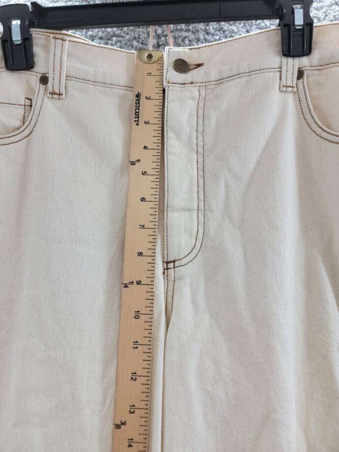 Karen Kane Cropped Wide Leg Jeans Women's 16 Natural 5 Pockets Zip/Button